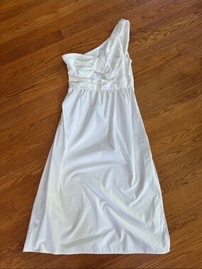 NWOT Elegant One-Shoulder White Midi Dress